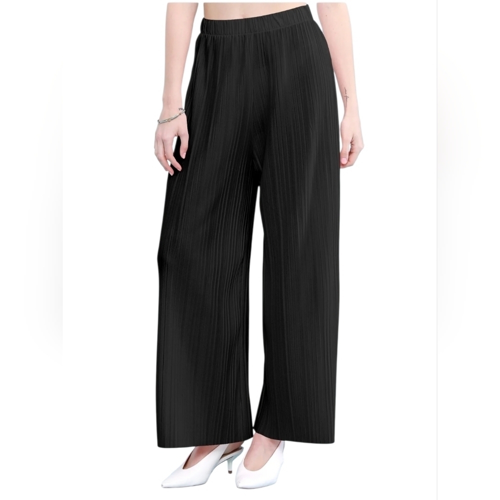 Made by Johnny Black Pleated Wide-Leg Pants Sz L/XL